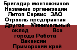 Бригадир монтажников › Название организации ­ Литоп-Сервис, ЗАО › Отрасль предприятия ­ Другое › Минимальный оклад ­ 23 000 - Все города Работа » Вакансии   . Приморский край,Владивосток г.